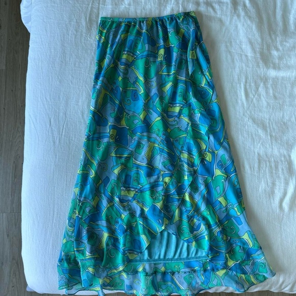 Vintage blue printed midi skirt - Picture 5 of 8